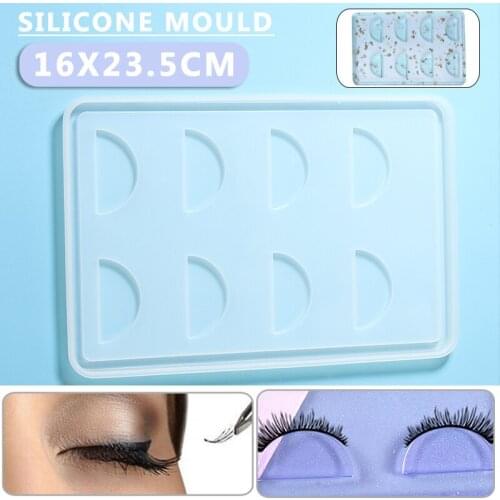 New Silicone Eyelashes Holder Tray Molds DIY Crystal Mirror Eyelashes Display Tray Resin Mould Container Casting Tools