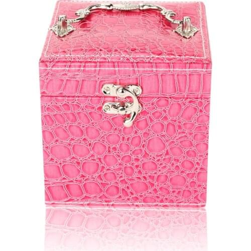 New Crocodile Pattern Threee Layers Jewelry Organizer Box Travel Earring Ring Storage Case Women Gift