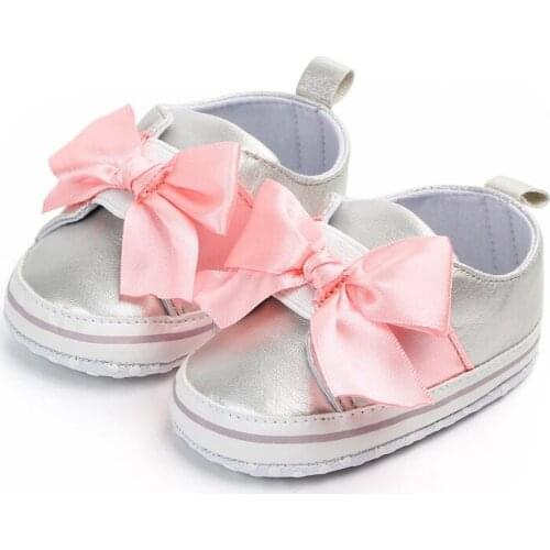 Baby Girls Shoes Princess Newborn First Walkers Big Bow Cute Soft Soled Non-slip Footwear PU Baby Shoes