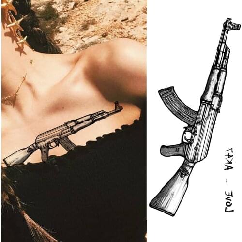 Fake Firearms Temporary Tattoso Waterproof Black Owl Snake Flower Tattoos Creative DIY Body Art Drawing Chest Arm Legs Tattoos