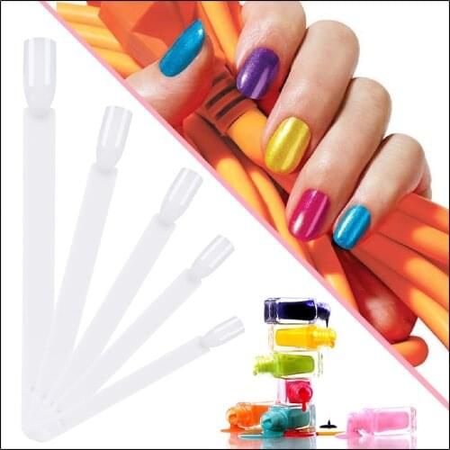 Professional Transparent Nail Art Tips Sticks Polish Gel Salon Display Practice Sticks Tool with Ring Holder Easy Stow