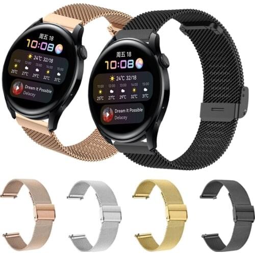 Metal Wrist Strap For Huawei Watch 3 / Pro / GT 2 Pro / GT2 42mm 46mm Watch Band Bracelet For Samsung Galaxy Watch 3 41mm 45mm