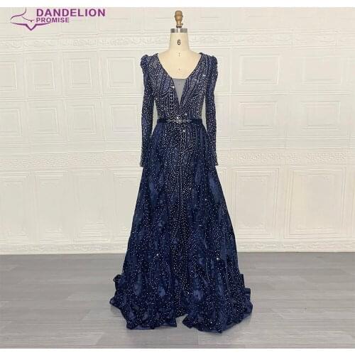 Luxury Evening Dresses for Women 2020 Dubai Arabic Long Sleeves V Neck Mermaid Velvet Crystal Handmade Formal Prom Party Gown