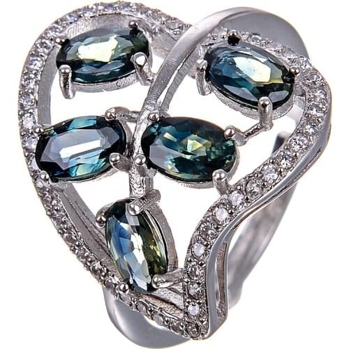 Sapphire 3mm*5mm*5 PCS ring Per Jewelry Natural and real sapphire 925 sterling silver gems For men or women