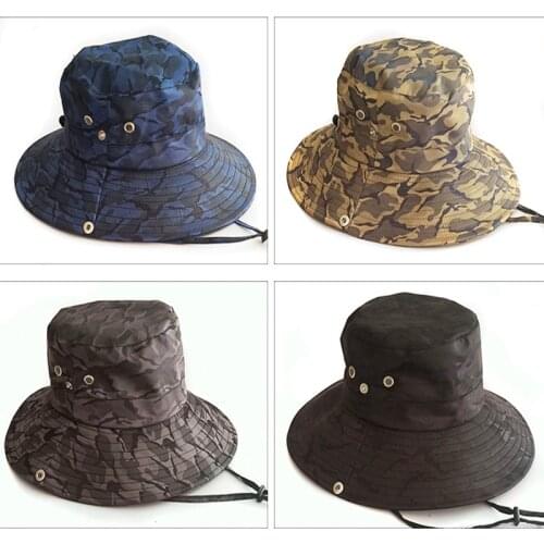 Camouflage Print Collapsible FishermanS Hat Outdoor Men Summer Spring Sun Protection Breathable Basin Cap Fishing Hat
