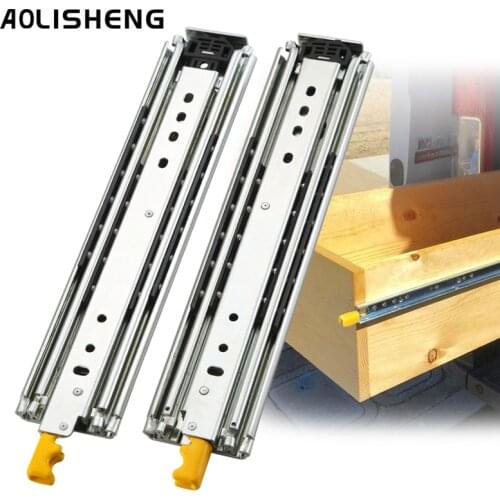 76mm Wide Heavy-duty Drawer Slide Rail 3 Folding Ball Bearing Telescopic Fully Extended Industrial Slide Rail With Lock