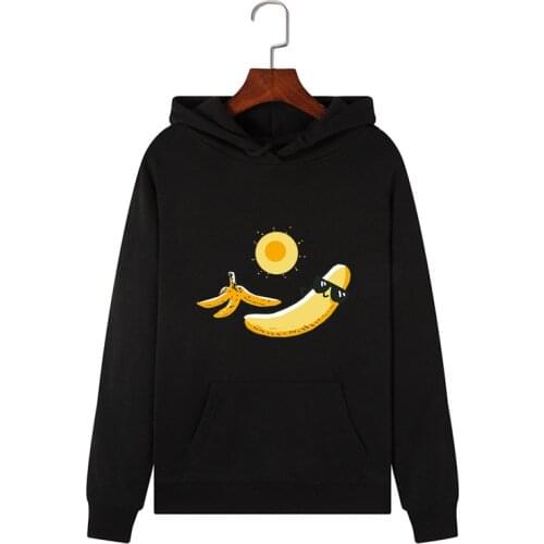 Funny Banana Print Sweatshirt Kawaii Hoodie Women Pullover Pink Hoody Streetwear Winter Clothes Women Hoodies Full Sleeve Top