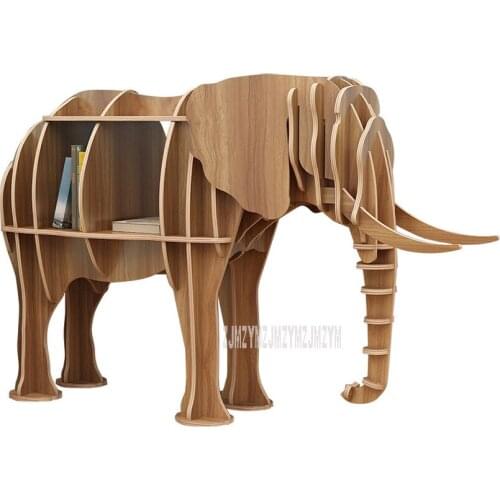 Home Decoration Super Big Wood Statue Storage Rack Bookrack 3D Elephant Sculpture Office Shop Animal Statues Bookshelf Decor