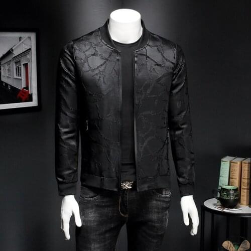 Vintage Black Spring Slim Fit Jacquard Jacket Coat Men High Quality 5xl Chaqueta Hombre Casual Bomber Outfit