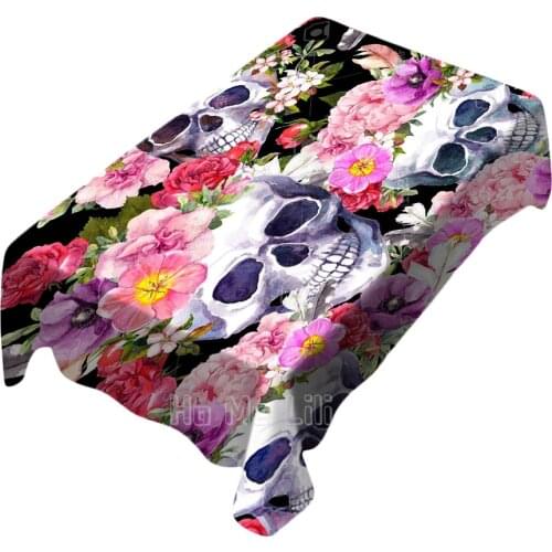 Flower Skull And Rose Summer Vector Background Tablecloth Indoor And Outdoor Art Polyester Waterproof And Oil Resistant