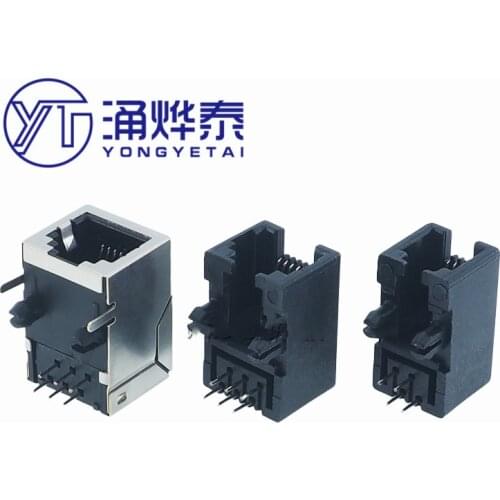YYT 10PCS RJ11 RJ12 Curved Pin 95001 4P4C 6P6C 6P4C 8P8C telephone socket with shielding 90 degrees