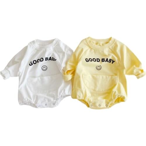 0-3 Years Autumn Winter Baby Girl Letter Smiley Print Cotton New-born Baby Clothes 2020 Baby Girls Jumpsuit Fashion Girls Romper