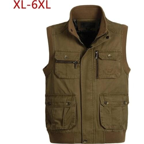 High Quality Multi Pocket Vest For Men Spring Autumn Big Size Male Photographer Khaki Work Varsity Sleeveless Jacket Waistcoat