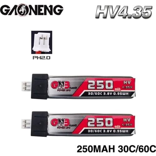 1-5PCS GNB 250mAh 1S 3.8V 30C/60C 4.35V HV Lipo Battery PH2.0 for QX65 Blade Nano QX CPX MSR Inductrix FPV Tiny7 Beta65S Drone