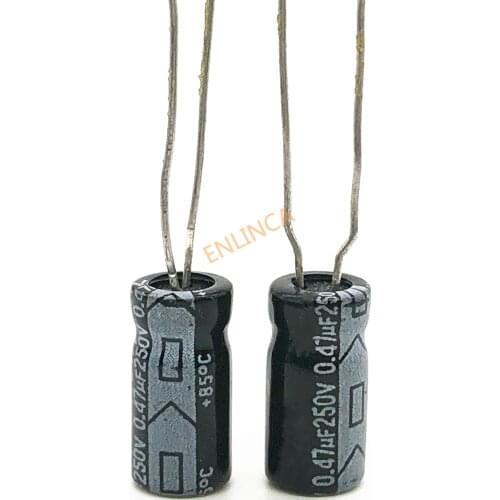 10pcs/lot 250v 0.47uf 6*12 20% RADIAL aluminum electrolytic capacitor 470NF 20