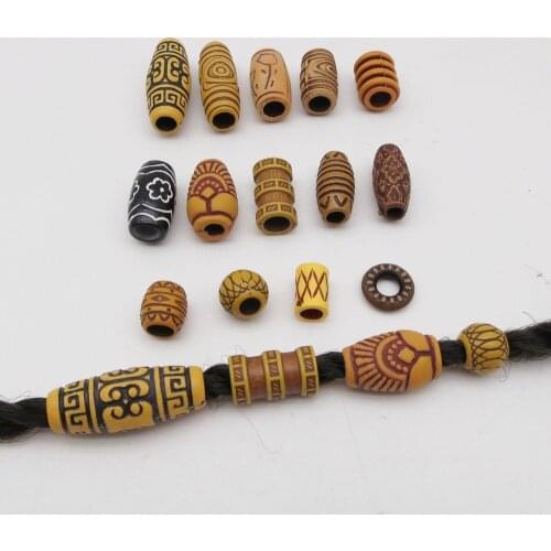 10pcs/Pack Imitation Wood Plastic Crochet hair braid dread dreadlock Beads rings tube for hair Accessories