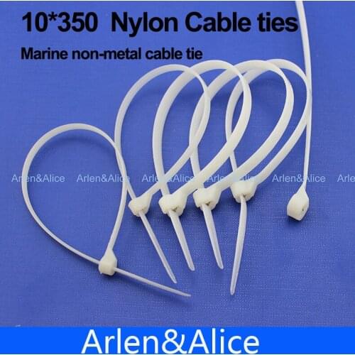 100pcs 10mm*350mm Nylon cable ties stainless steel plate locked for boat vessel with Marine non-metal tie