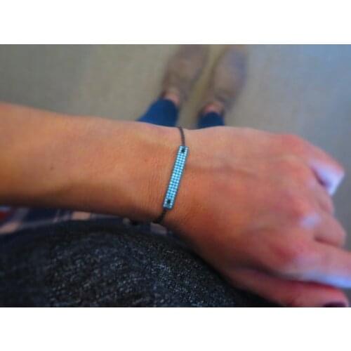 2017 Hot New arrive micro pave blue stone fashion ladies gift jewelry double link chain bar black gold color elegant bracelets