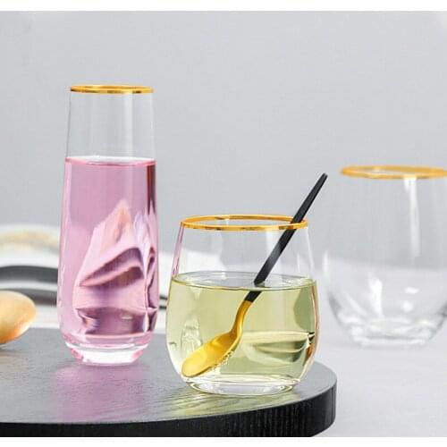 400Ml Gold Foil Mouth Creative Red Wine Glass Egg Shape Bar Cold Drinks Shop Whisky Vodka Cocktail Glass Boutique Drinking Set