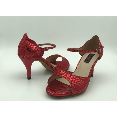 7.5cm heel Latin Dance Shoes For women Salsa shoes pratice shoes comfortable latin shoes 6282C-RSL Genuine leather