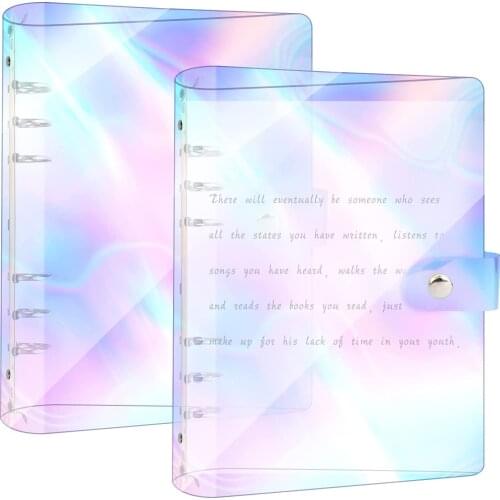 A5 Rainbow Soft PVC Notebook Binder Cover Refillable Planner Organizer for 6 Ring Loose Leaf Paper Binder Notebook Binder