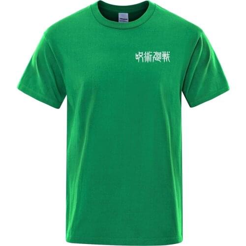 White Jujutsu Kaisen Japanese Printing T-Shirt Round Neck Tee Shirts Summer Oversized Mens Tshirt Soft Vintage T Shirts Mens