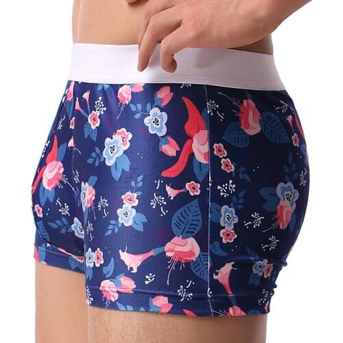 Fashion Mens Printed Boxer Underwear Men Sexy U Convex Bag Homme Boxershorts Breathable Soft Milk Fiber Youth Male Slip Panties