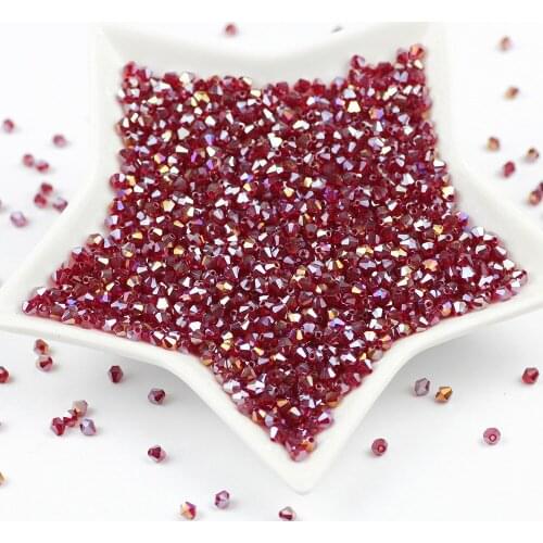 Dark red AB 100pcs/lot 4mm Double Bicone Handiwork DIY Austrian Crystal Glass Loose Spacer Beads for Jewelry Making accessories