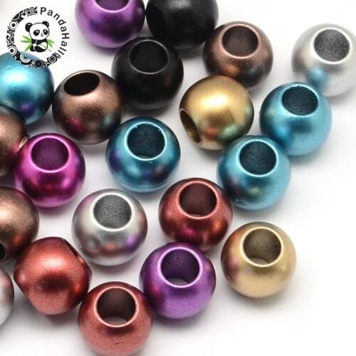 Matte Rondelle Spray Painted Acrylic Beads,Large Hole Beads jewelry decor,Mixed Color,12x10mm,Hole: 6mm,about 450pcs/500g F80