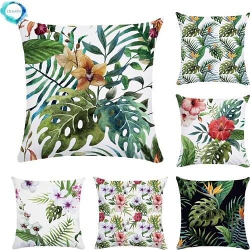 45*45cm Garden Summer Natural Flowers Leaf Botanical Tropical Jungle Floral pattern Cushion Cover Throw Pillow Case