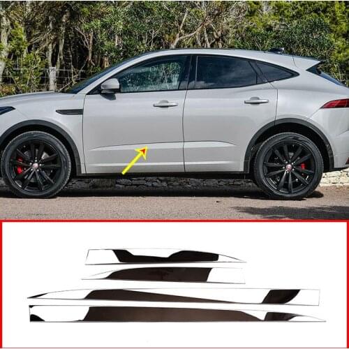 For Jaguar E-Pace E PACE 2018 2019 Car Stainless Steel Chrome Exterior Side Door Decoration Strip Trim 4pcs