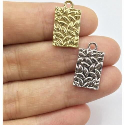 Eruifa 20pcs10*15mm New arrival Leaf Zinc Alloy Rectangle Coin necklace,earring bracelet jewelry DIY handmade 2 colors