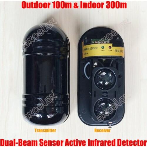 Photoelectric 2 Beam Sensor Active Infrared Intrusion Detector IR 30m~150m Outdoor Perimeter Fence Barrier Wall Alarm by Excelax