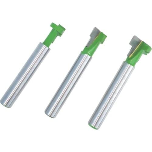 1pc 1/4" Shank 6.35mm T-Slot Cutter Router Bit Set Hex Bolt Key Hole Bits T Slotting Milling Cutter for Wood Woodworking MC01190