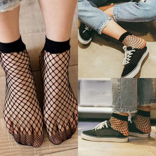 HIRIGIN Women Ruffle Fishnet Ankle Socks Mesh Lace Fish Net Summer Short Socks