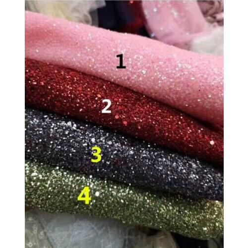 Top selling 5 yards/lot glued glitter lace fabric SYJ-1811 fashion tulle glitter lace for party dress