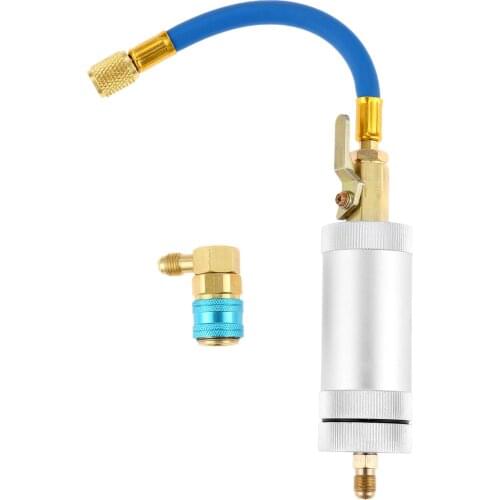 1/4" SAE 2OZ Oil Injector R134A R12 R22 Car Oil Coolant Filler Tube A/C AC Air Condition Refrigeration Oil Dye Oz Injection Tool