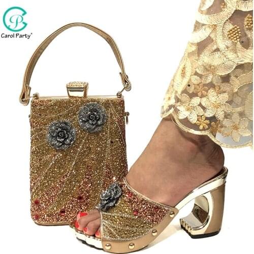 Italian design Shoes and Bag Set Decorated with Appliques Shoes and Bag Set African 2020 New Arrival Shoes and Bags for Women