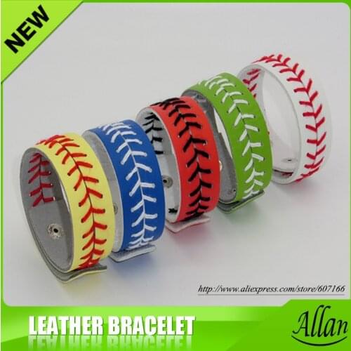 Leather Softball Baseball Seam Stitch Bracelets