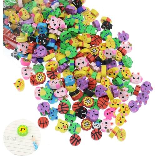 100 Pieces of Cute Animal and Fruit Dishes Shape Erasers for Students To Learn Stationery Creative Novel Eraser New Stationery