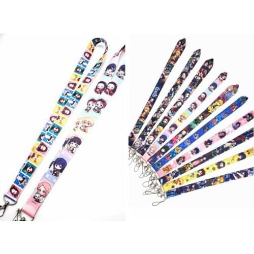 Hot New 20 pcs Anime Kimetsu no Yaiba Neck Strap Lanyards Badge Holder Rope Pendant Key Chain Accessories Gift