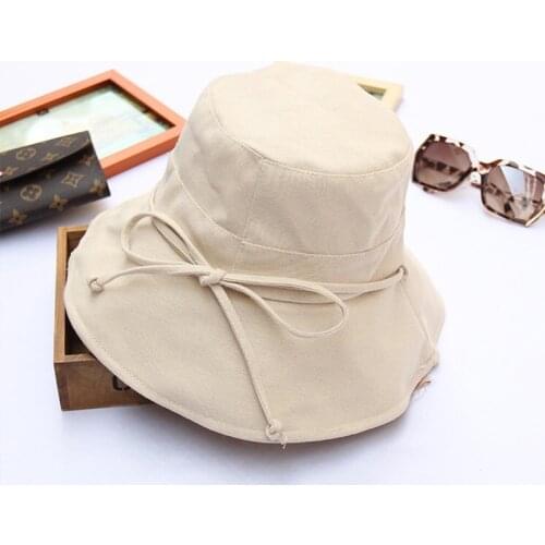 Mingjiebihuo New fashion simple sun protection Fabric sunscreen beach outdoor women girls Fisherman hat bucket hats