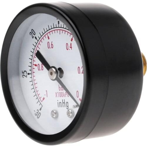 Mini Air Vacuum Pressure Gauge 50mm Pressure Meter -1bar -30inHg 1/4" Back Mount