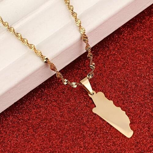 Stainless Steel Fashion Belize Map Pendant Necklaces Gold Color Belizes Maps Charm Jewelry