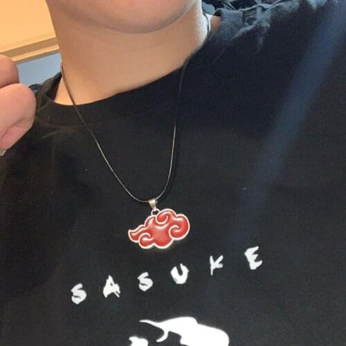 Fashion Japanese Anime Cosplay Akatsuki Organization Red Cloud Sign Charm Necklace Metal Pendant Necklace for Women Men Gift