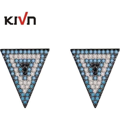 KIVN Fashion Jewelry Triangle Pave CZ Cubic Zirconia Womens Girls Bridal Wedding Stud Earrings Mothers Christmas Birthday Gifts