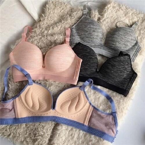 Fashion seamless one piece back button comfortable push up bra sexy women bra thicken padded cup lovely super push up bra