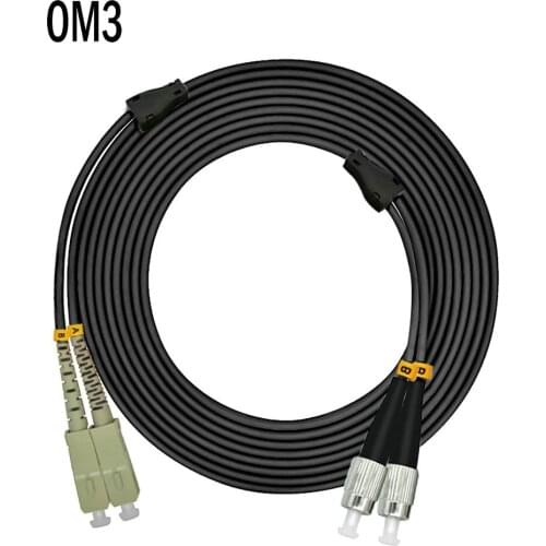 Outdoor Armored 40Meters SC-FC Duplex 10 Gigabit 50/125 Multimode Fiber Optical Cable OM3 Black 10GB SC to FC Patch Cord Jumper