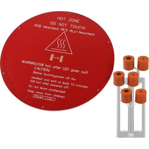 Updated 3D Printer 120W Heatbed 220x220x3mm Hot Bed MK3 Round Aluminum Substrate + 6x Silicone Column Heat-Resistant Tool