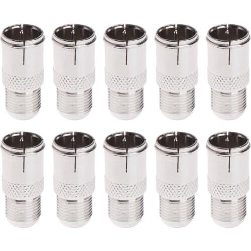 P82F 10 Pcs Quick Fit F Connector Male Plug To Female Adapter - Push On RF Coaxial